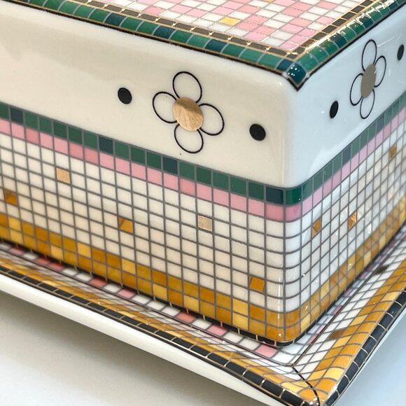 Anthropologie Mosaic Butterfly Butter Dish – Pink & Gold-NEW - Picture 7 of 14